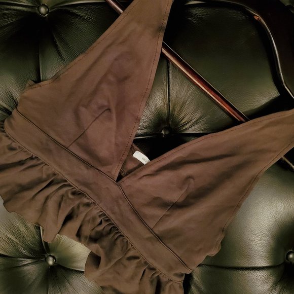 URBAN OUTFITTERS Olive Green Crop Top - Picture 1 of 4